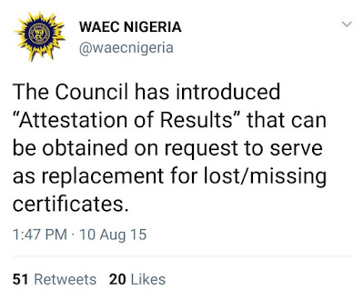 WAEC Result Attestation: Solution to Misplaced Original SSCE Certificates WAEC Attestation Certificate: Replacement for Misplaced Certificates