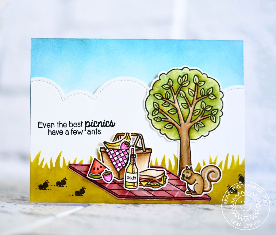 Sunny Studio A Summer Picnic Card with Lexa