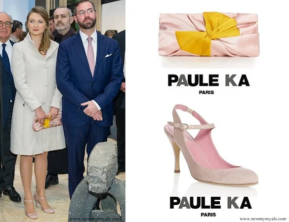 Princess Stephanie wore Paule KA T-Bar Shoes and carried Paule KA Satin Clutch Bag