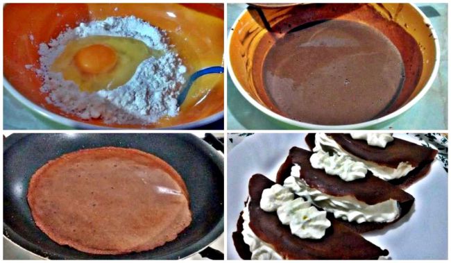 Preparación de las crepes de chocolate