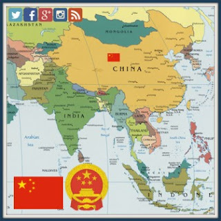 Chinese flag on the map of China