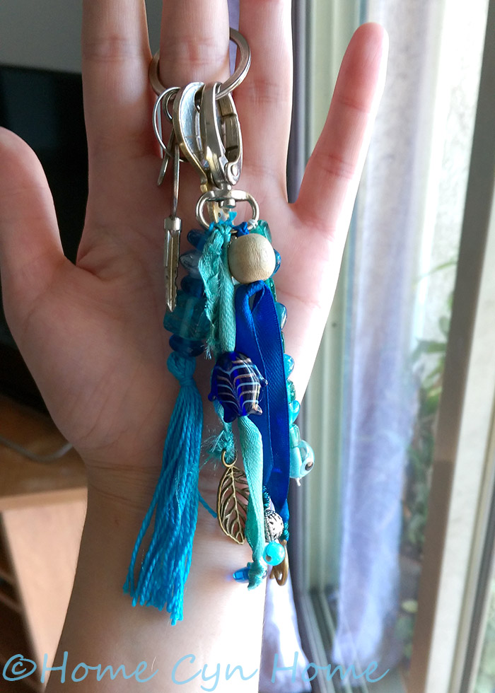 Bead and ribbons key chain charm DIY Home Cyn Home