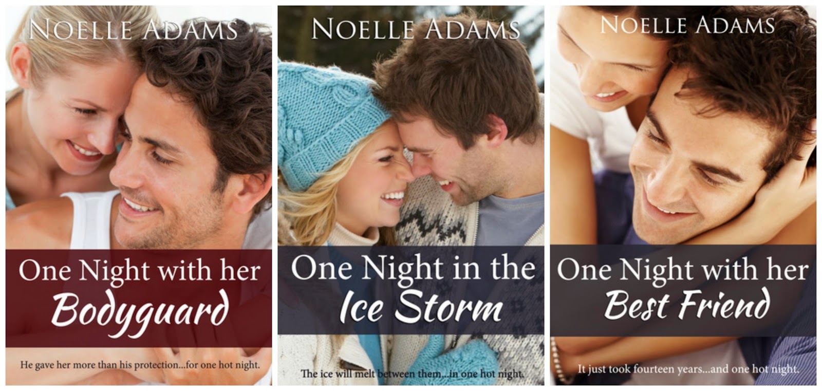 Book covers - One Night novellas by Noelle Adams