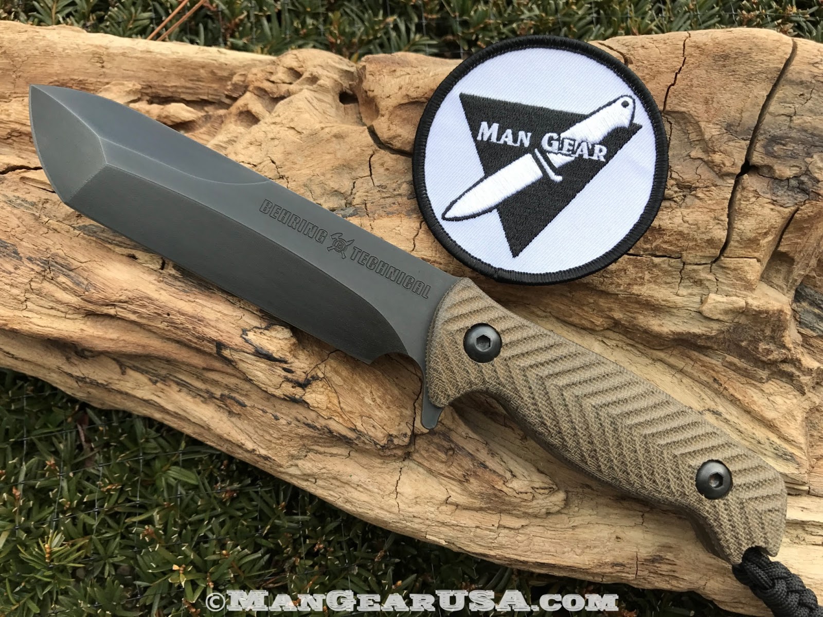 Man Gear Behring Made Knives Technical Valkyrie OD Green Micarta