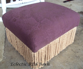 Eclectic Red Barn: Burgandy covered foot stool