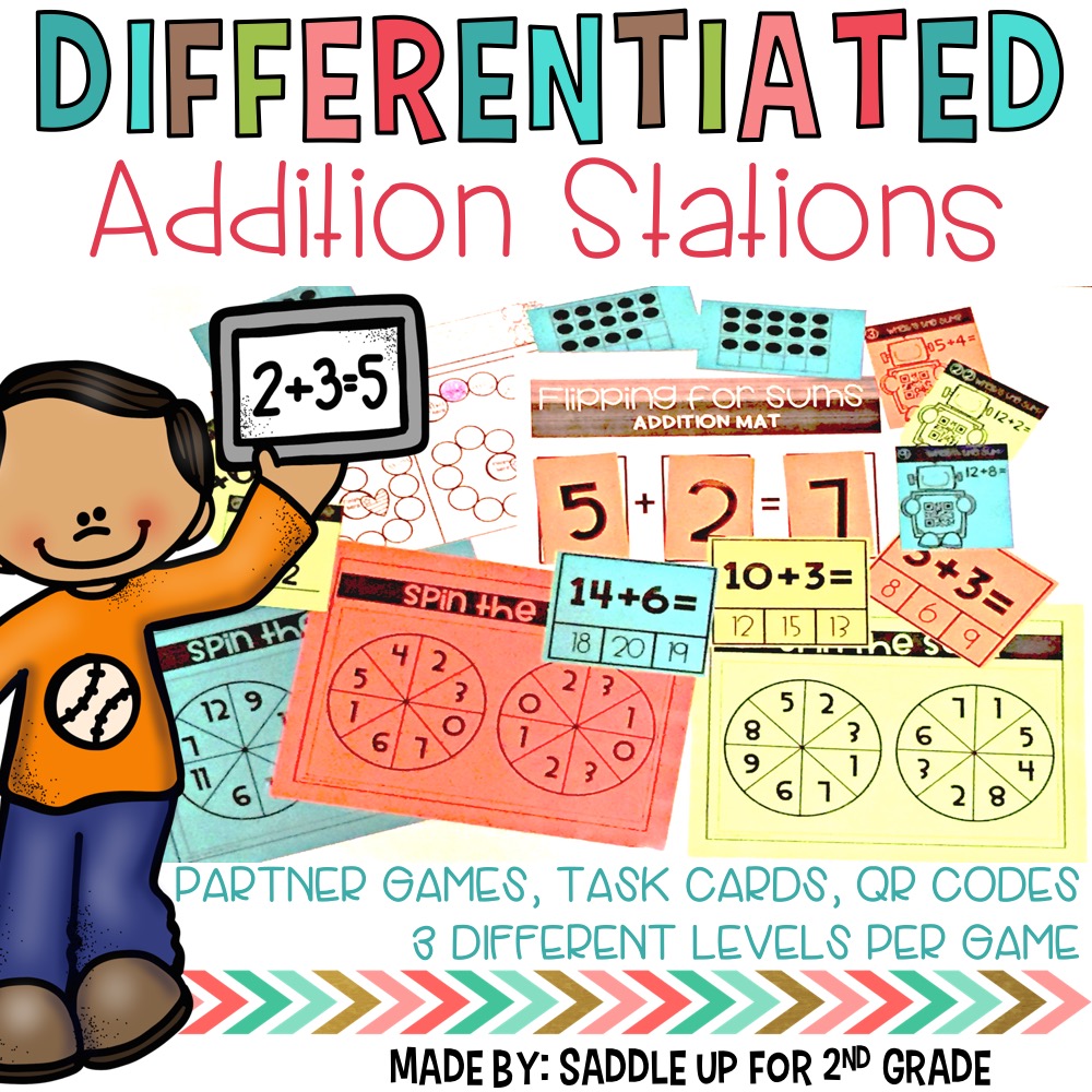Functional Math Stations with Differentiation - Saddle up for Second Grade