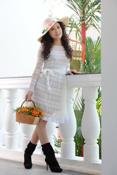Myanmar Cute Model Wutt Hmone Shwe Yi With Beautiful White Dress Fashion