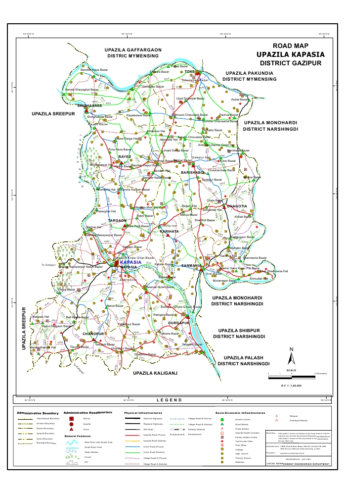 Kapasia Upazila Road Map Gazipur District Bangladesh