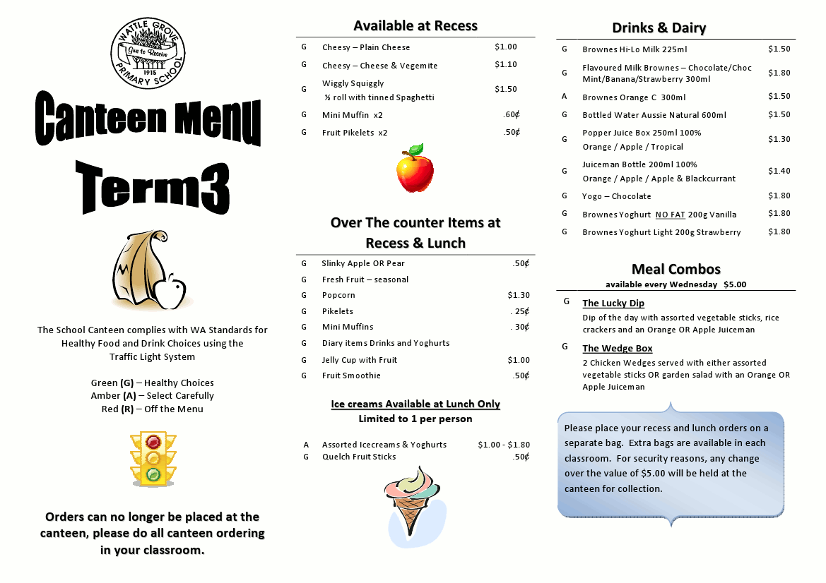 School Canteen Menu Template