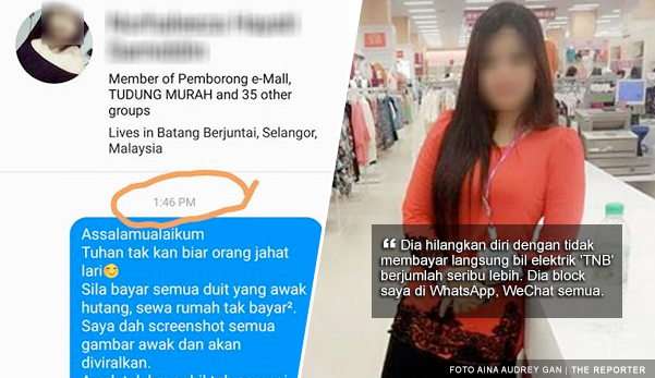 the reportersudahlah dulu datangnya merayu rayu diberikan rumah sewa bila dibantu, pemilik rumah sewa dakwa penyewanya telah melarikan diri dan tidak bayar sewa bagi