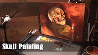 skull, canvas painting, still life, demo, lesson