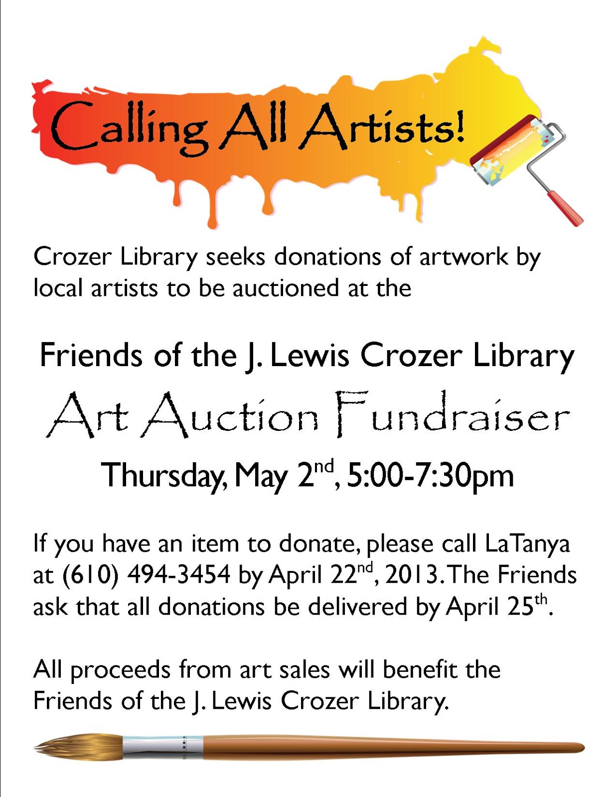 Ms. B The Good News Calling All Local Artists Crozer Library Needs
