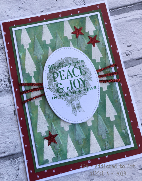 Christmas Cards with Tim Holtz Shifter Layering Stencils and Stampers Anonymous Festive Overlay stamp set.