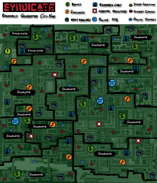 Syndicate - randomly generated city map