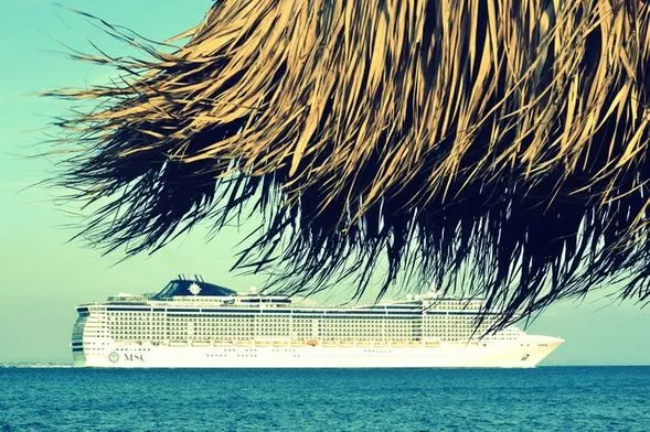 Cruise ship as viewed from the beach