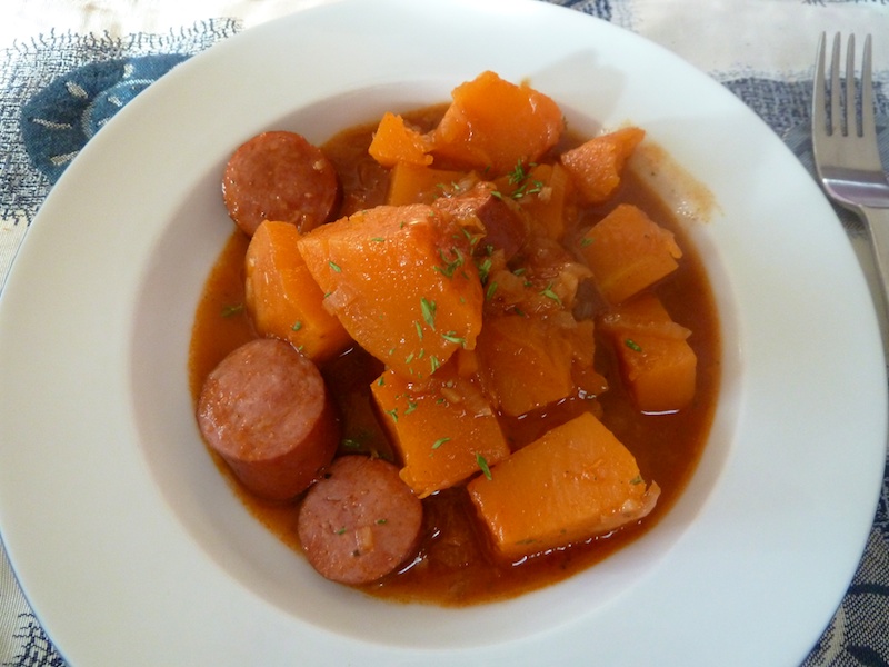 Kürbisgulasch mit Burenwurst