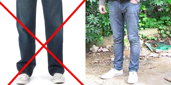 calça jeans para homens baixos