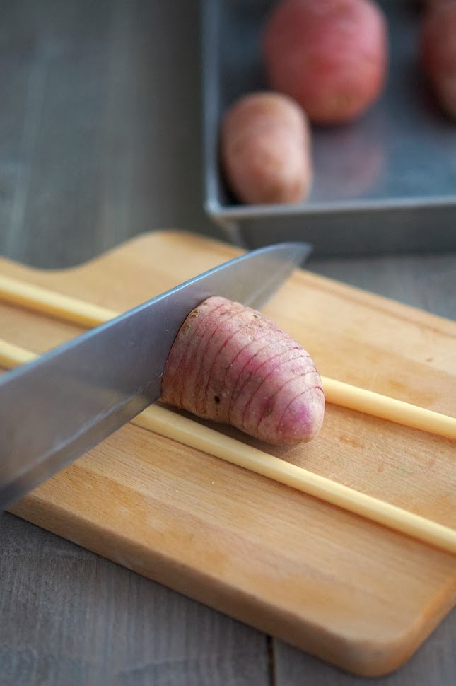 The Iron You Roasted Garlic Thyme Butter Hasselback Potatoes