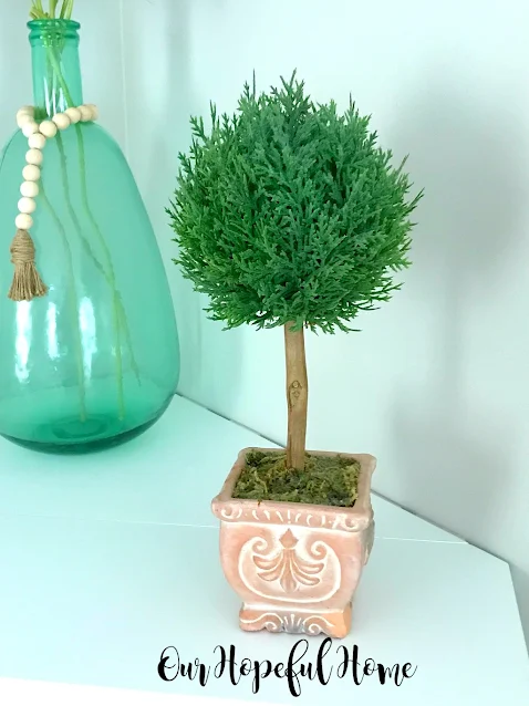 faux cypress topiary terra cotta pot