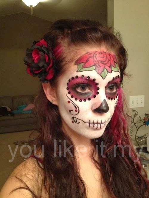 Mexican Sugar Skull Makeup For Girls On Halloween
