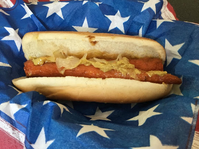 patriotic napkin with roasted carrot hot dog