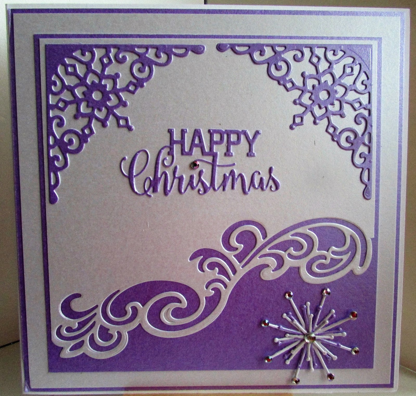 Lizzies craft space Die cut christmas card  Purple
