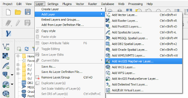 Add ArcGIS Map Server Layer tool in QGIS