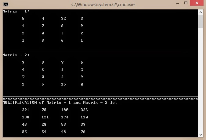 Programming in High Level Languages: C++ Program for Matrix Multiplication