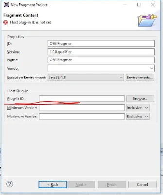 Plug in or host name information OSGi fragment