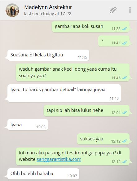 Testimoni Kursus Gambar Bimbel Arsitek Studio ATistika | Kursus Gambar