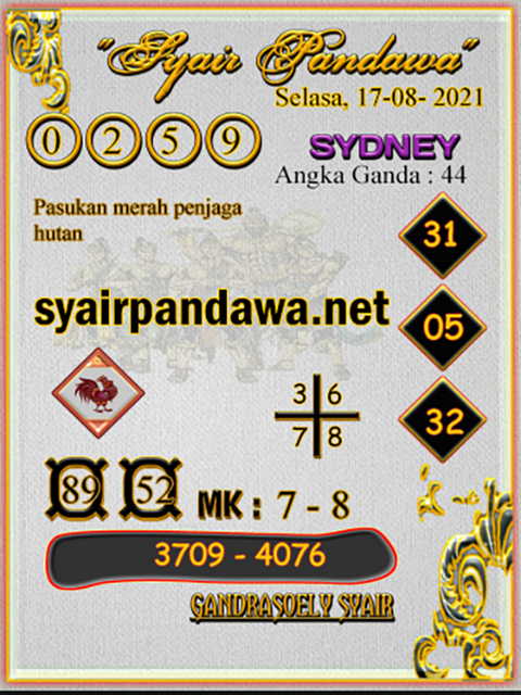Syair Togel Sydney 17 Agustus 2021 Syair Togel Sydney