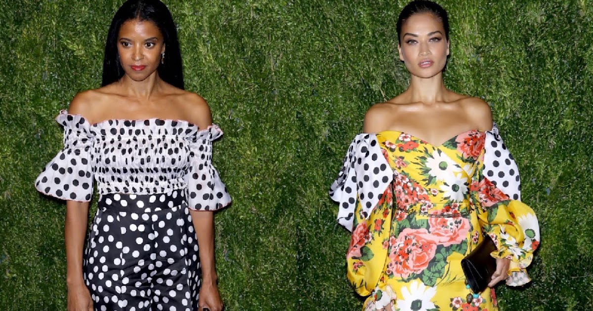 Renee Elise Goldsberry & Shanina Shaik in Carolina Herrera at the 2018