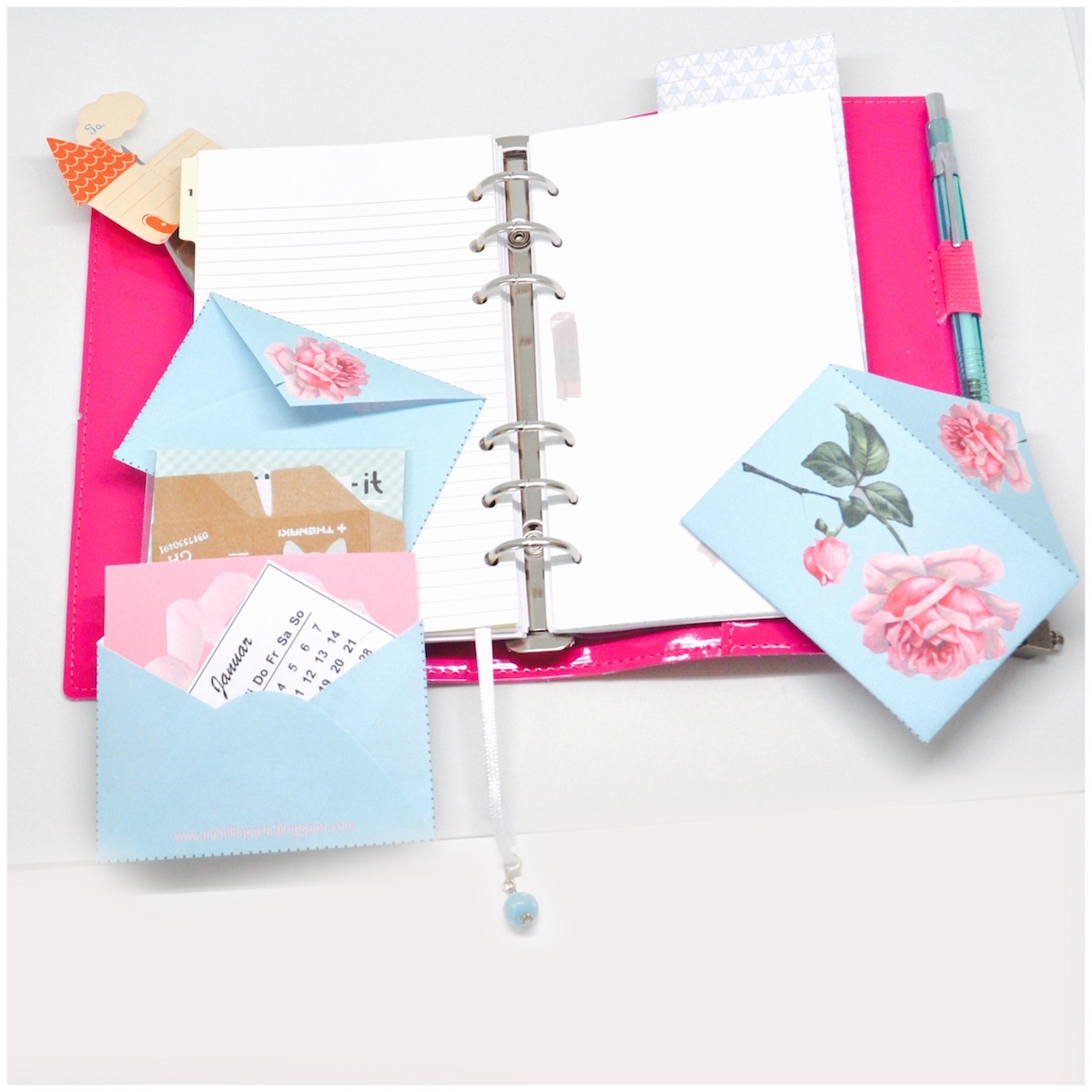 Free printable mini envelope + DIY planner pocket inspiration for rose ...