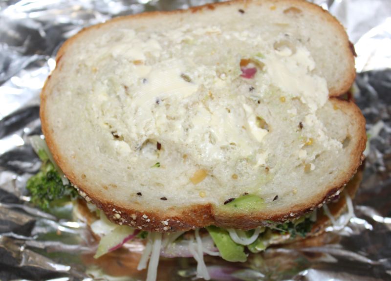 I'll take a bite Toasted cheesy herbed sun dried tomato & avocado sandwich