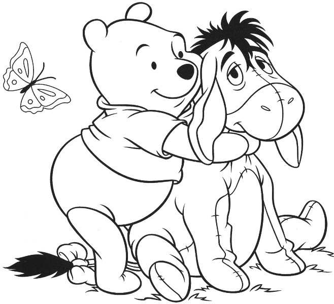 Halaman belajar mewarnai gambar winnie the pooh yang lucu untuk anak