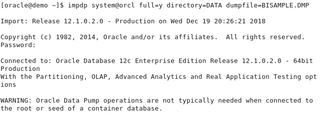 Ask John OBIEE: Importing database dump files with impdp