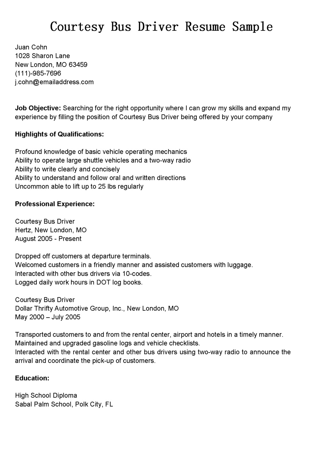 sample cover letter bus driver position sample bus driver cover letter