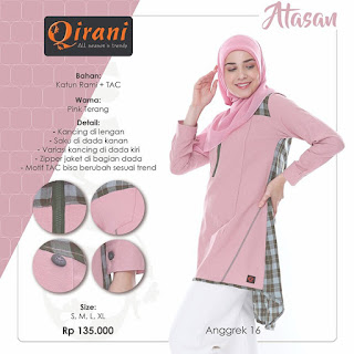 Koleksi Blouse branded Qirani terbaru Anggrek 16 - Anggrek 19 melengkapi busana muslim casual dan anggun para muslimah. Design fresh dan modern serta bahan berkualitas, menjadikan para muslimah tampil anggun, cantik, modern dan tentu saja syar'i.