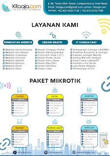 KitaAja.com | Jasa pembuatan website, desain grafis dan IT Consultant, MikroTik HotSpot | 1. KOTA BANDA ACEH 2. KABUPATEN ACEH BESAR 3. KABUPATEN PIDIE 4. KOTA LHOKSEUMAWE 5. KABUPATEN ACEH UTARA 6. KABUPATEN BIREUEN 7. KABUPATEN PIDIE JAYA 8. KOTA SABANG 9. KABUPATEN SIMEULUE 10. KABUPATEN ACEH SINGKIL 11. KOTA LANGSA 12. KABUPATEN ACEH BARAT DAYA 13. KABUPATEN GAYO LUES 14. KABUPATEN ACEH JAYA 15. KABUPATEN NAGAN RAYA 16. KABUPATEN ACEH TAMIANG 17. KABUPATEN BENER MERIAH 18. KABUPATEN ACEH TENGAH 19. KOTA SUBULUSSALAM 20. KABUPATEN ACEH SELATAN 21. KABUPATEN ACEH TENGGARA 22. KABUPATEN ACEH TIMUR 23. KABUPATEN ACEH BARAT KitaAja.com | Jasa pembuatan website, desain grafis dan IT Consultant, MikroTik HotSpot | 1. KOTA BANDA ACEH 2. KABUPATEN ACEH BESAR 3. KABUPATEN PIDIE 4. KOTA LHOKSEUMAWE 5. KABUPATEN ACEH UTARA 6. KABUPATEN BIREUEN 7. KABUPATEN PIDIE JAYA 8. KOTA SABANG 9. KABUPATEN SIMEULUE 10. KABUPATEN ACEH SINGKIL 11. KOTA LANGSA 12. KABUPATEN ACEH BARAT DAYA 13. KABUPATEN GAYO LUES 14. KABUPATEN ACEH JAYA 15. KABUPATEN NAGAN RAYA 16. KABUPATEN ACEH TAMIANG 17. KABUPATEN BENER MERIAH 18. KABUPATEN ACEH TENGAH 19. KOTA SUBULUSSALAM 20. KABUPATEN ACEH SELATAN 21. KABUPATEN ACEH TENGGARA 22. KABUPATEN ACEH TIMUR 23. KABUPATEN ACEH BARAT