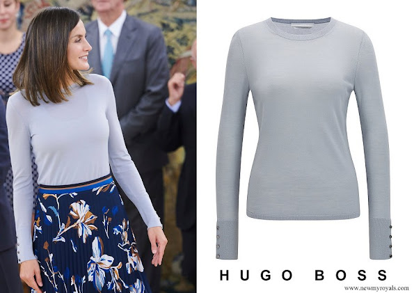 Queen Letizia wore Hugo Boss Crew-neck Sweater