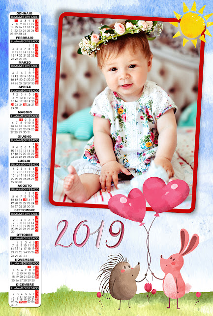 Calendario 2019 per bambini con spazio per foto verticale