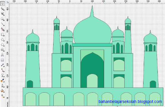 cara menggambar masjid dengan corel draw