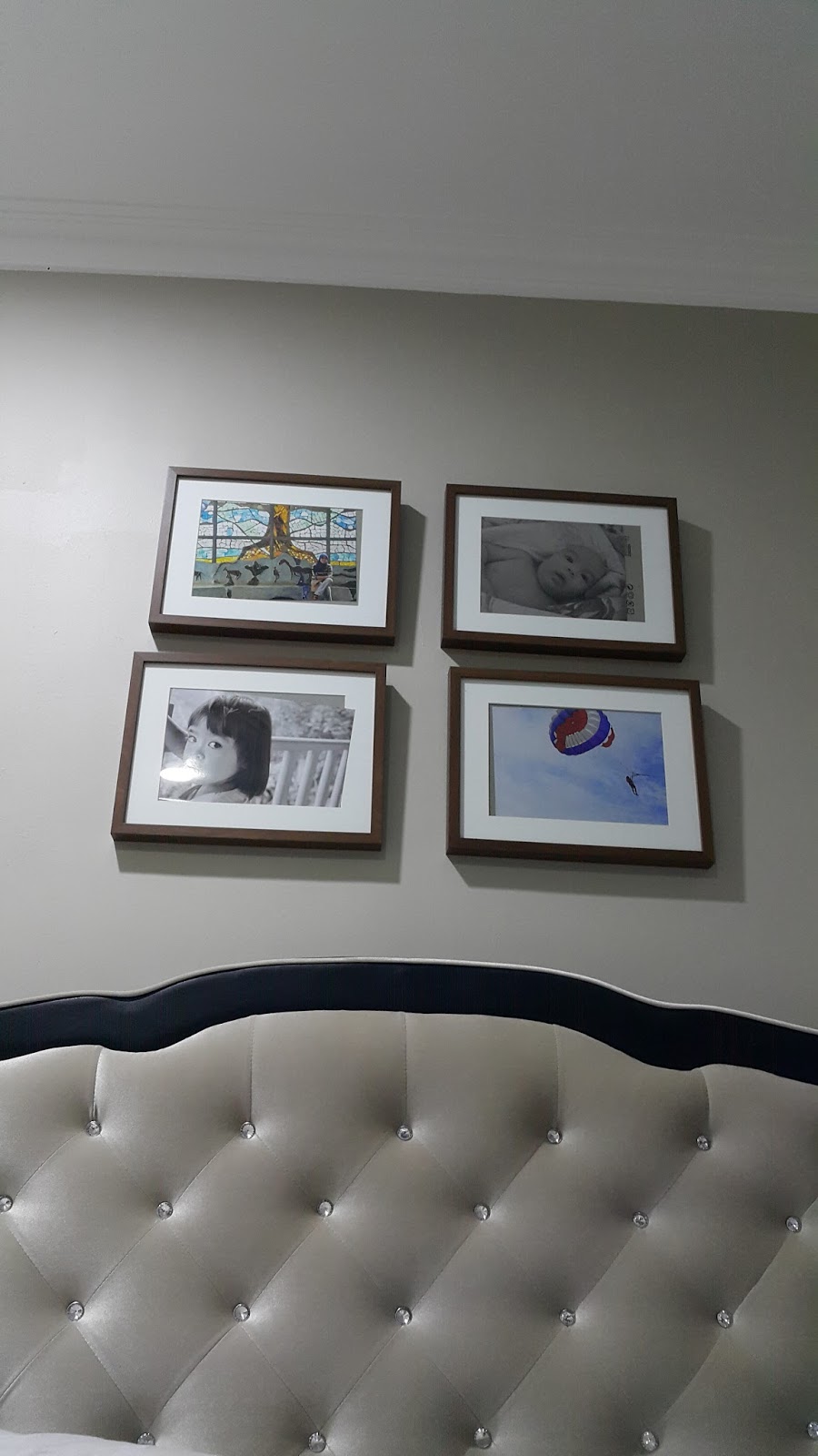 Picture Frames above the Bed Headboard