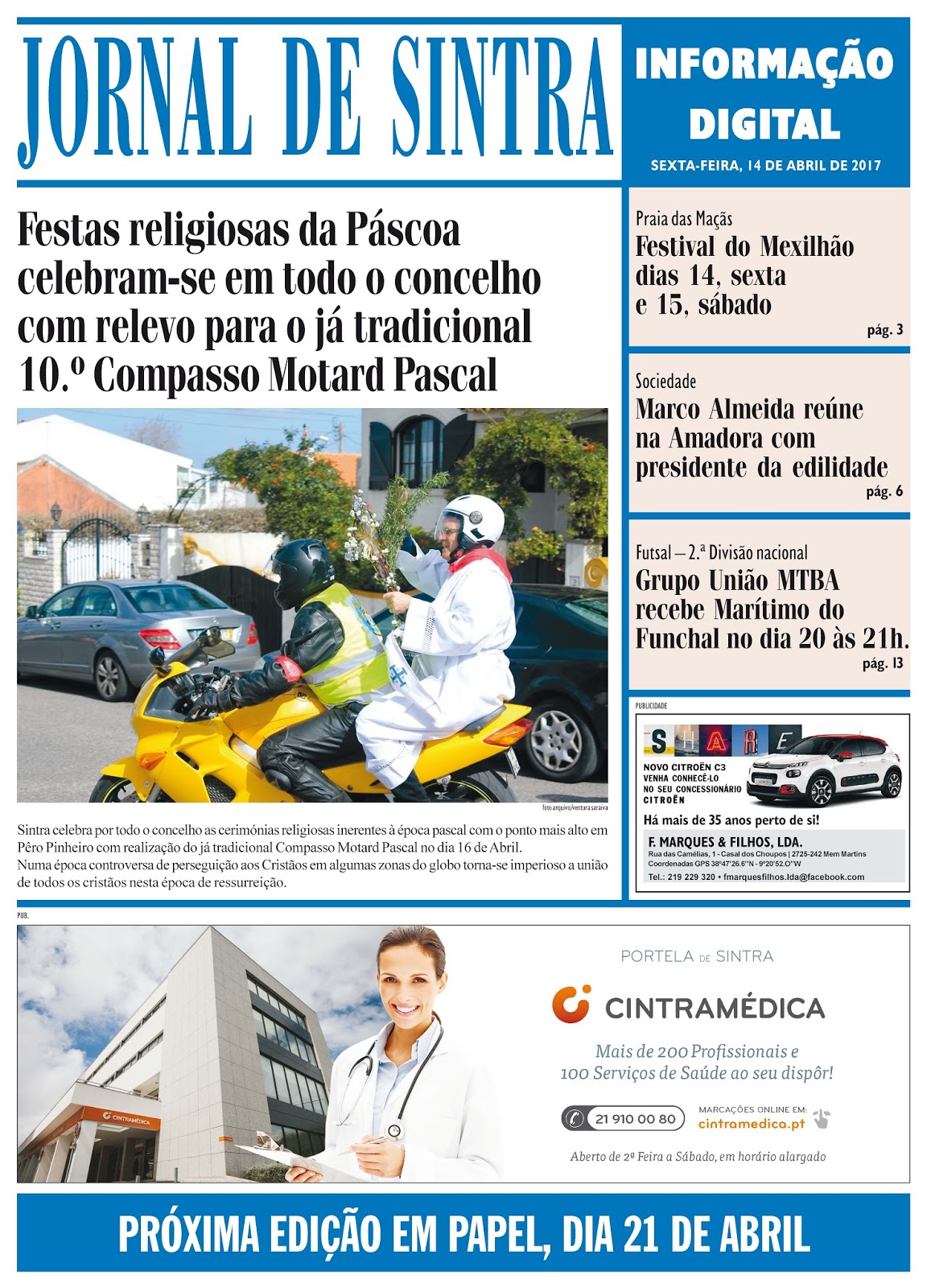 Capa da edição de 14-04-2017 Capa da edição de 14-04-2017