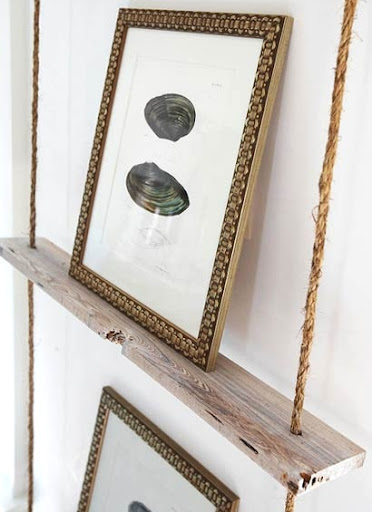 hanging rope shelf for art