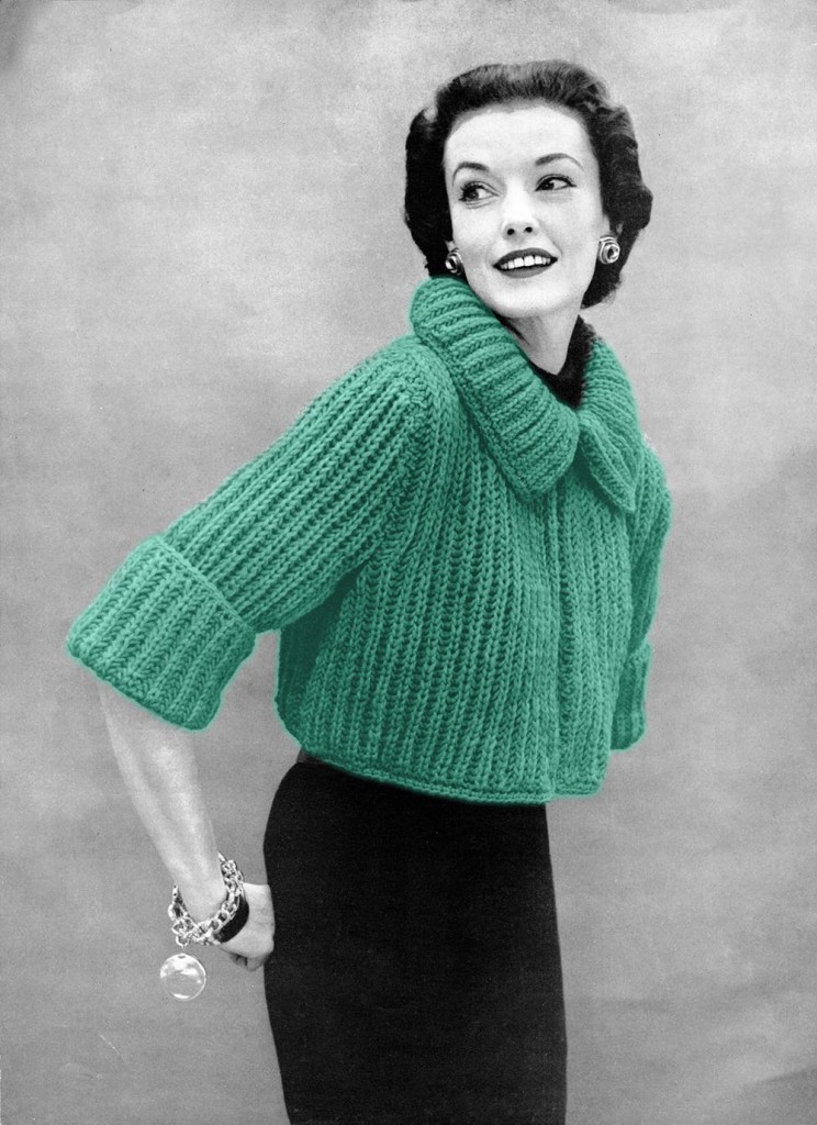 The Vintage Pattern Files: 1950s Knitting - Chunky Knit Bolero Sweater