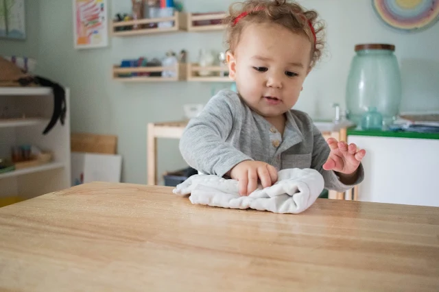 A look at a toddler friendly cleaning area in our Montessori home. Plus some ideas on what to include and how your toddler can clean