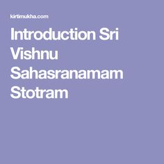 vishnu sahasranamam