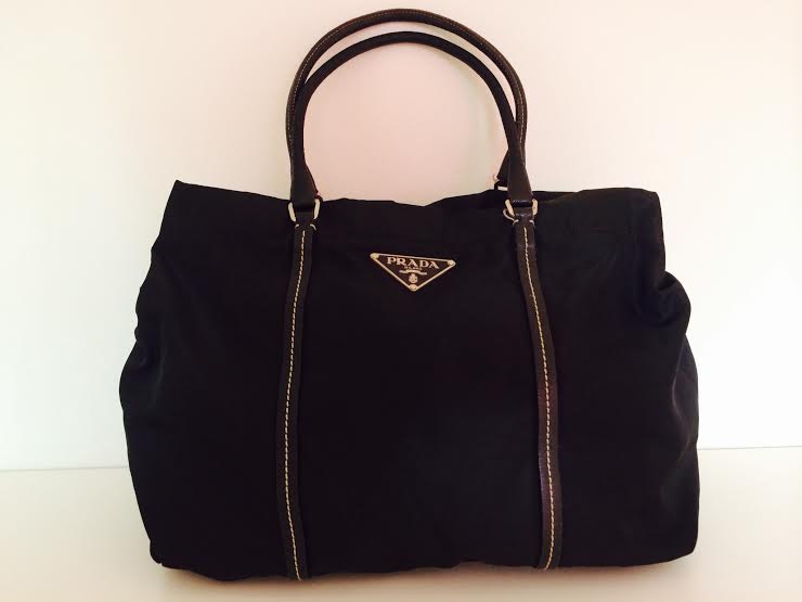 Truly Vintage: Authentic Prada Medium Shopping Black Tote Bag