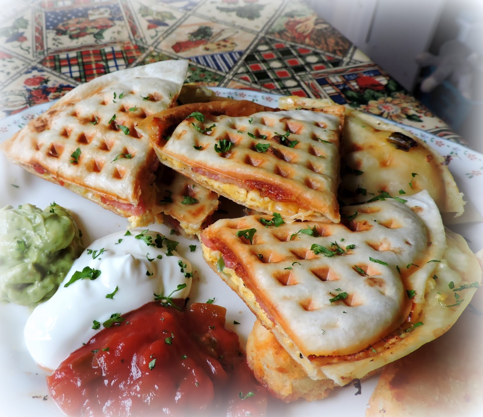 Healthy Spinach & Tomato Quesadilla in a Waffle Iron +  Waffle Maker